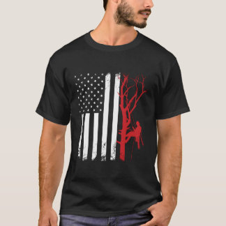 T-shirt Arboriste Américain Drapeau Américain Arbre Chirur