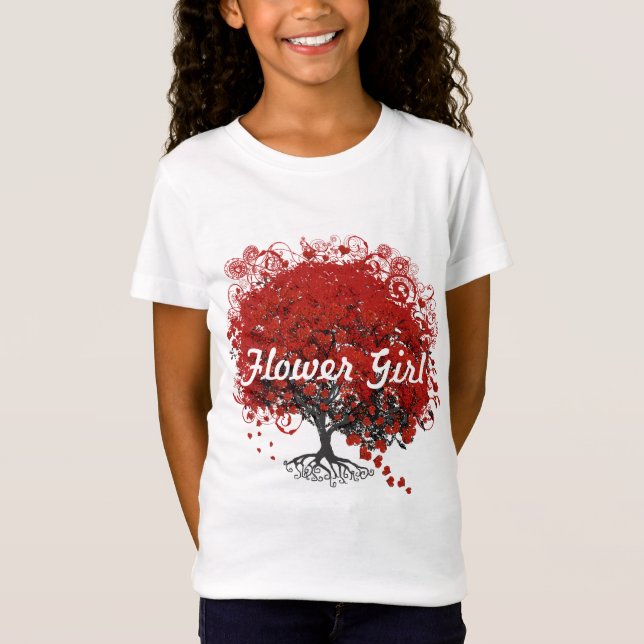 T-Shirt Arbre à feuilles de coeur rouge (Devant)