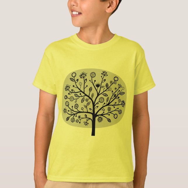 T-shirt Arbre à fleurs stylisé - gris clair (Devant)