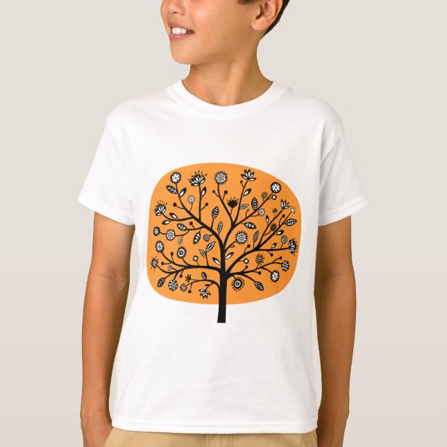T-shirt Arbre à fleurs stylisé - Orange clair (Devant)