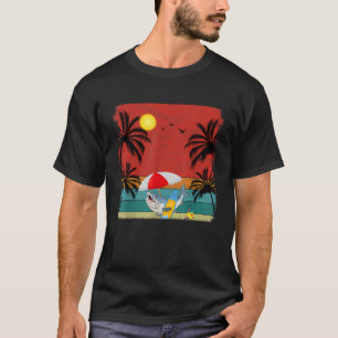 T-shirt Arbre à noix de coco de plage Saumon rétrographiqu