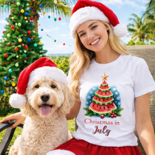 T-shirt Arbre à pastèque fantaisiste Noël en juillet