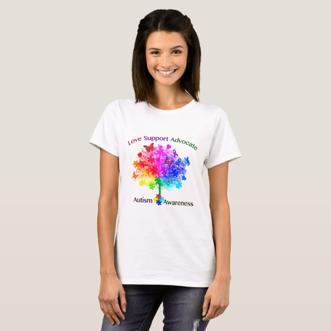 T-shirt Arbre arc-en-ciel Autisme (Devant entier)