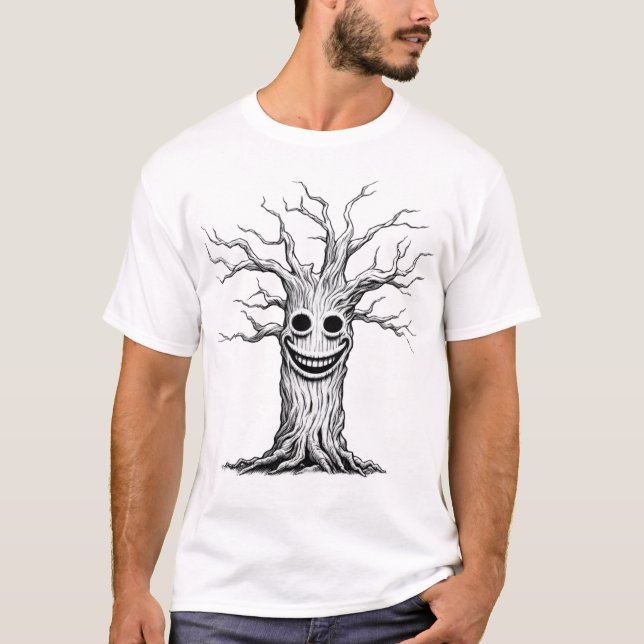 T-shirt Arbre Avec Sourire Déplaisant (Devant)