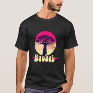 T-shirt Arbre Baobab Africain Rétro Coucher de Soleil Baob