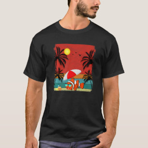 T-shirt Arbre de coco de plage graphique rétro poisson Été