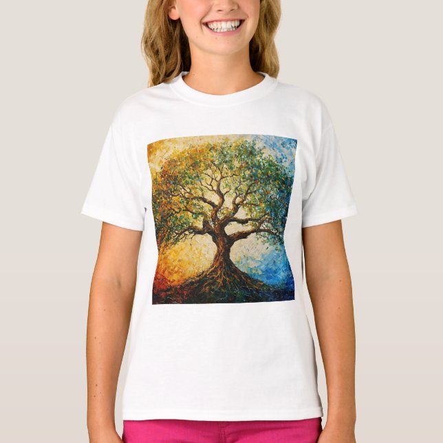 T-shirt Arbre de connaissances - Peinture à l'huile (Devant)