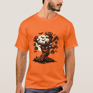 T-shirt Arbre de Halloween ensorcelé Jack O'Lantern