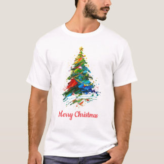 T-shirt Arbre de Noël à texte personnalisable, peinture à