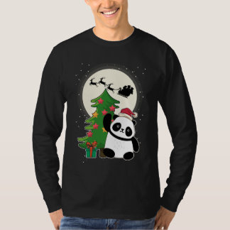 T-shirt Arbre de Noël avec le cadeau de Noël Panda