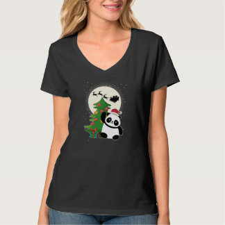 T-shirt Arbre de Noël avec le cadeau de Noël Panda