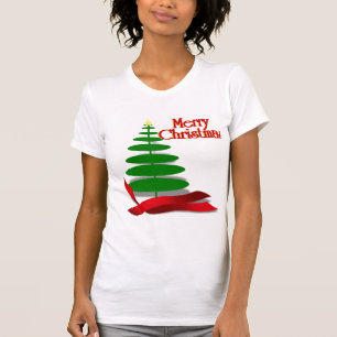 T-shirt Arbre de Noël avec ruban rouge
