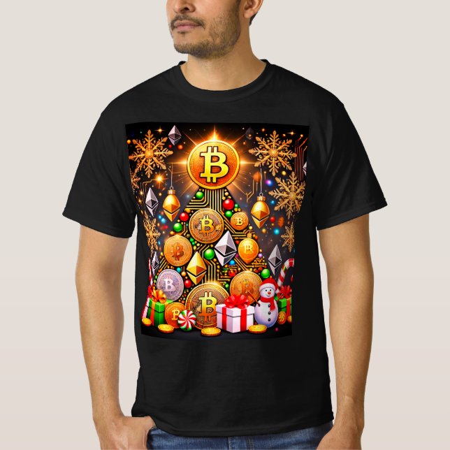 T-shirt Arbre de Noël Bitcoin (Devant)