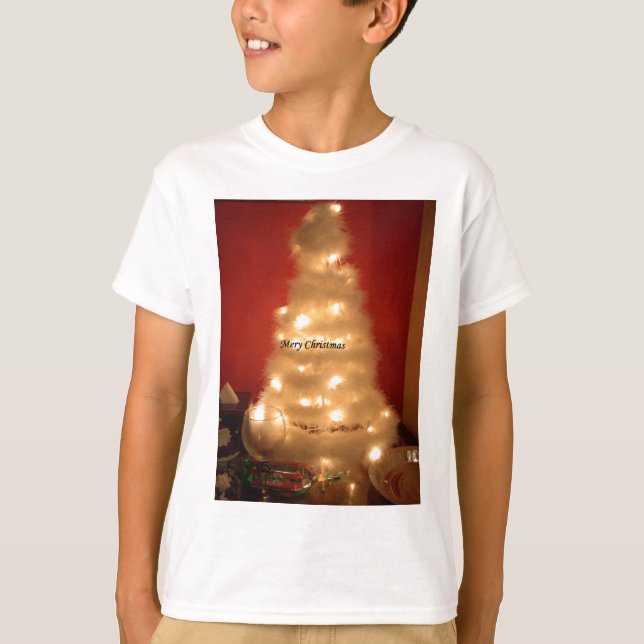 T-shirt Arbre de Noël blanc décoré (Devant)