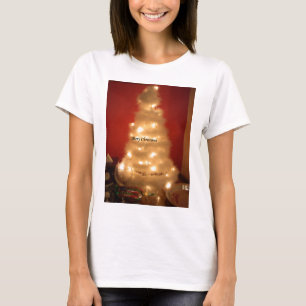 T-shirt Arbre de Noël blanc décoré