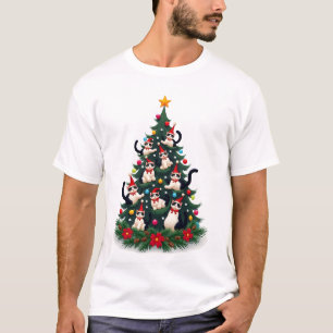 T-shirt Arbre de Noël Chat Smoking Chat Smoking Lumières X