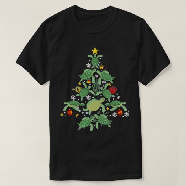 T-shirt Arbre de Noël de la tortue de mer amusant (Design devant)
