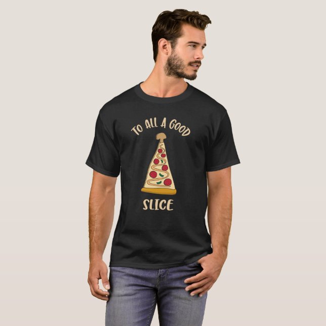 T-shirt Arbre de Noël de l'amant drôle de pizza (Devant entier)