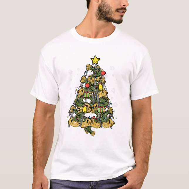 T-shirt Arbre de Noël de pêche (Devant)