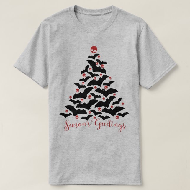 T-shirt Arbre de Noël des chauves-souris gothiques (Design devant)