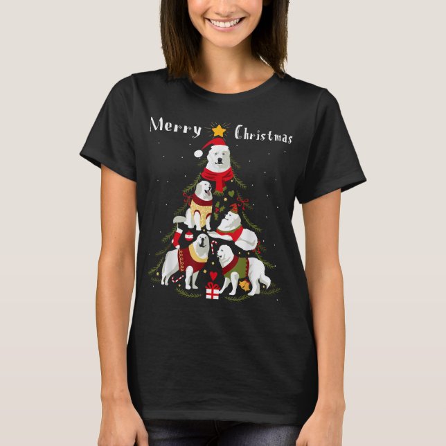 T-shirt Arbre de Noël des Grands Pyrénées Amoureux des chi (Devant)