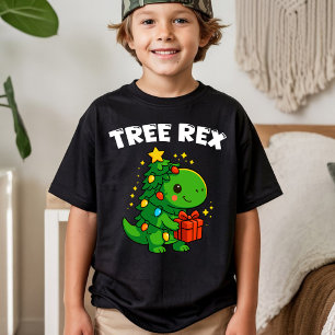 T-shirt Arbre de Noël Dinosaure T-Rex Mignon Dino Fête de 