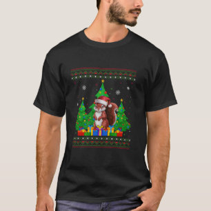 T-shirt Arbre de Noël doux et moche Santa Hat Squirrel Xma