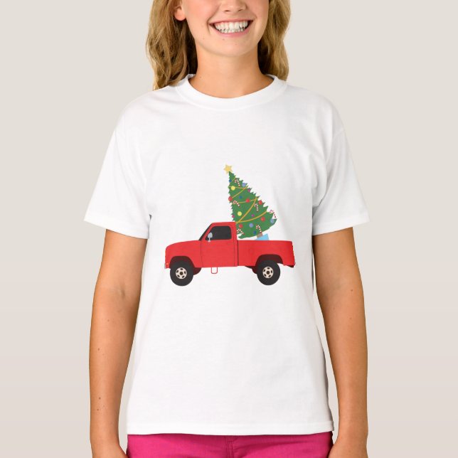 T-shirt Arbre de Noël du camion de ramassage (Devant)