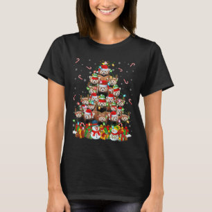 T-shirt Arbre de Noël éclairé Panda Rouge Père Noël Panda