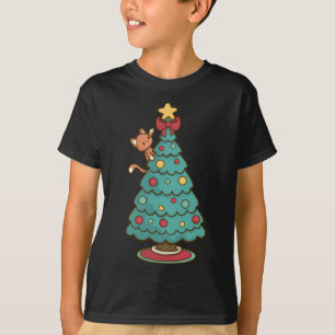 T-shirt Arbre de Noël Escalade chat - Cute Kitten Père Noë