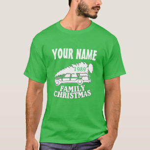 T-shirt arbre de Noël familial des années 80