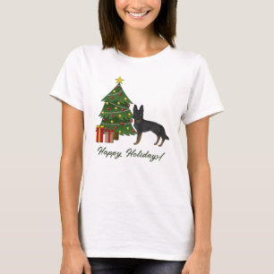 T-shirt Arbre de Noël Festif Bi-Noir Allemand Berger