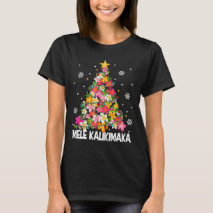 T-shirt Arbre de Noël Floral hawaïen Mele Kalikimaka Tro