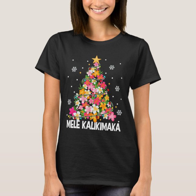 T-shirt Arbre de Noël Floral hawaïen Mele Kalikimaka Tro (Devant)