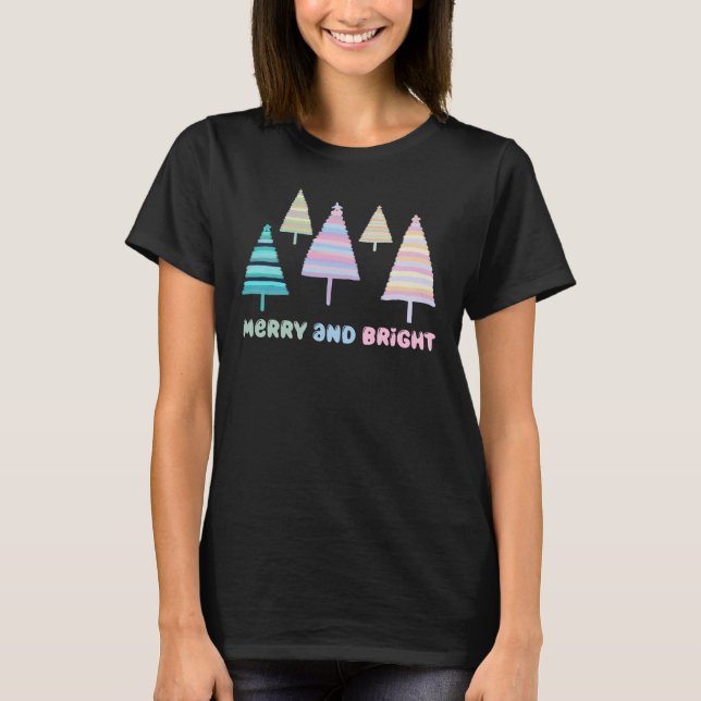 T-shirt Arbre de Noël joyeux et lumineux (Devant)