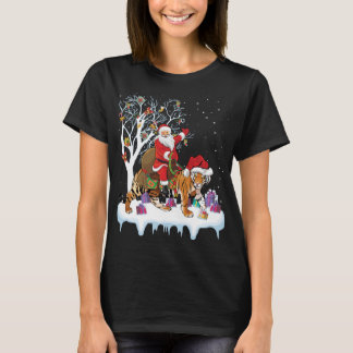 T-shirt Arbre de Noël lumineux drôle Santa monté sur un ti