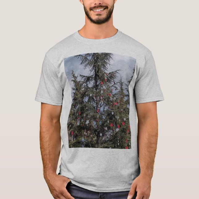T-shirt Arbre de Noël magique au coucher du soleil (Devant)