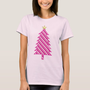 T-shirt Arbre de Noël moderne en Pink Peppermenthe