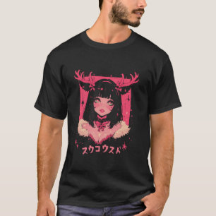 T-shirt Arbre de Noël Pastel Anime Girl Waifu sucré Vacanc