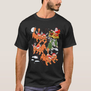 T-shirt Arbre de Noël Père Noël Riding Chats Reindeer Xmas