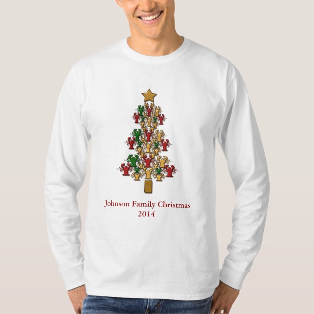 T-shirt Arbre de Noël personnalisé d'écrevisses/homard (Devant)