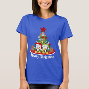 T-shirt Arbre de Noël Pingouins de vacances ajouter le mes