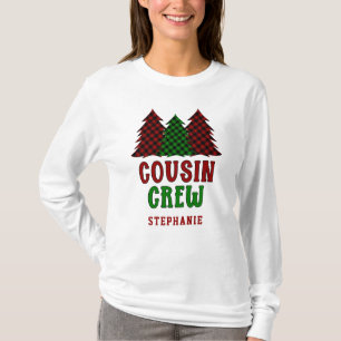 T-shirt Arbre de Noël Plaid de l'équipe de cousine personn