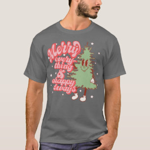 T-shirt Arbre De Noël Rétro Joyeux Tout Et Un Joyeux