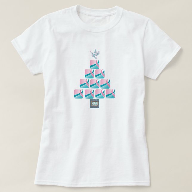 T-shirt Arbre de Noël ROSE et TURQUOISE ! (Design devant)