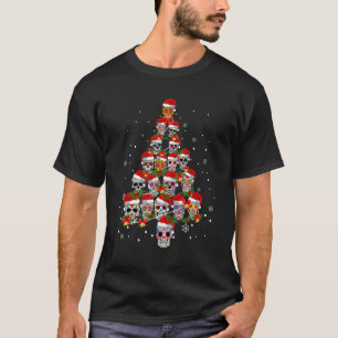 T-shirt Arbre de Noël Sugar Skull avec chapeau de Santa Te