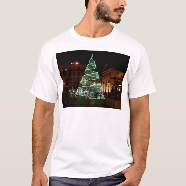 T-shirt Arbre de Noël vert lumineux (Devant)