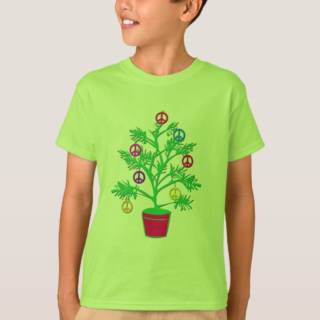 T-shirt Arbre de vacances d'arbre de paix avec des (Devant)