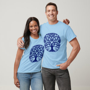 T-shirt Arbre de vie en noeud celtique bleu indigo