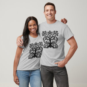 T-shirt Arbre de vie floral en noir